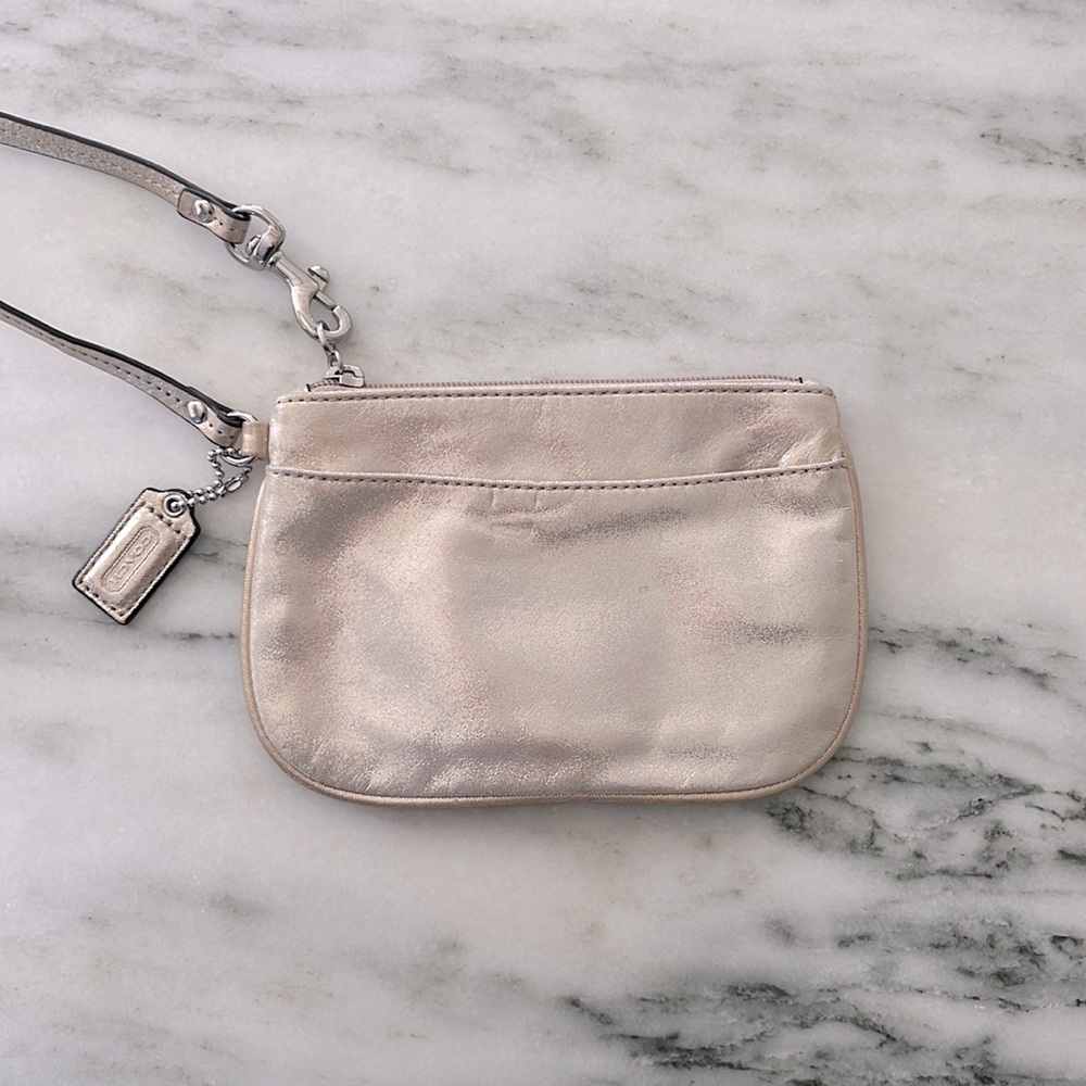 Coach Metallic Pale Pink Leather Wristlet